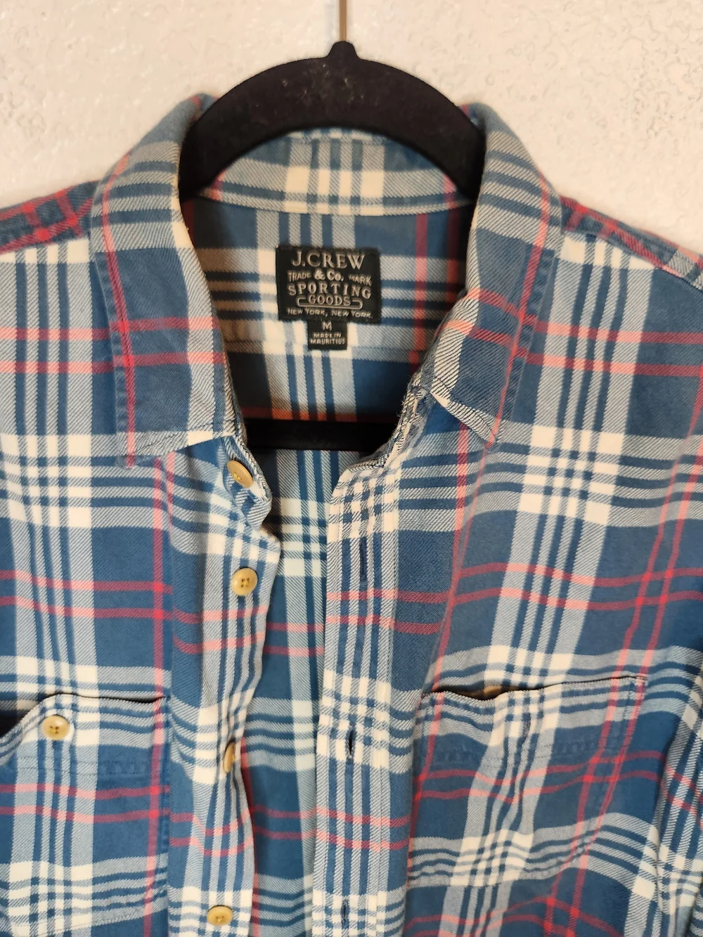 J Crew Slim Fit Flannel Camp Shirt Button Up Plaid Long Sleeve Mens Sz Medium